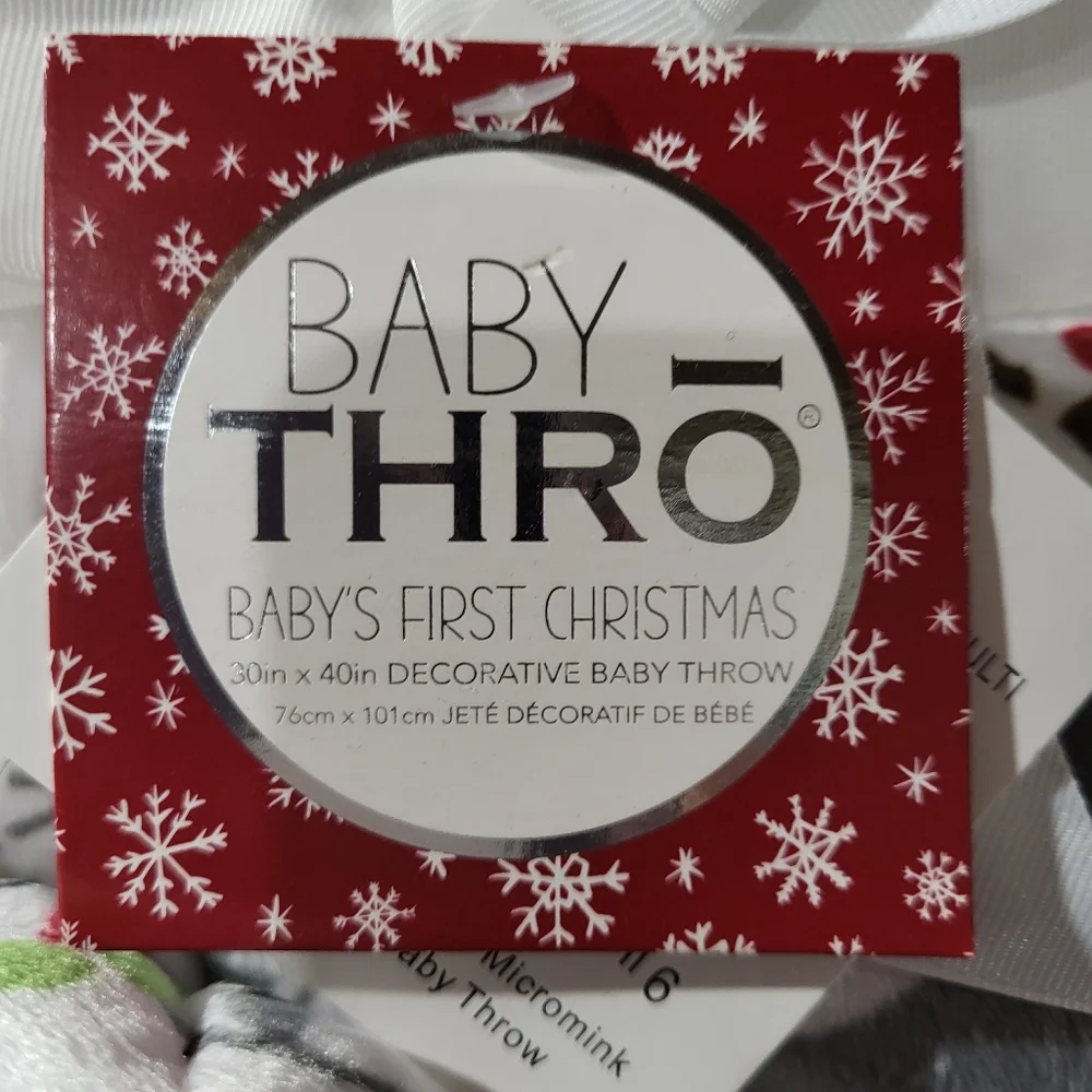 Baby’s first Christmas throw sloth print new